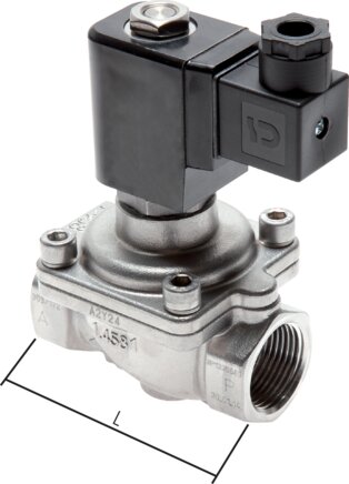 Exemplary representation: 2/2-directional stainless steel solenoid valve (positively operated)
