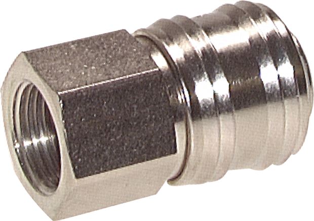 Exemplary representation: Coupling socket with female thread, nickel-plated brass