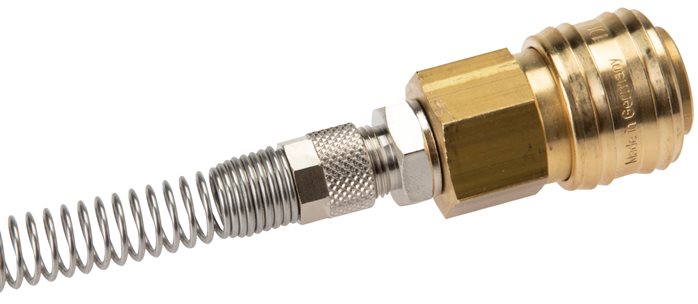 Exemplary representation: Coupling socket with union nut & kink protection, brass