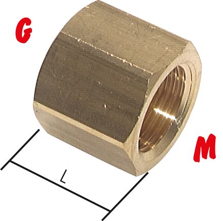 Exemplarische Darstellung: Reduziermuffe mit G-Gewinde / metrisches Gewinde, Messing