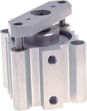 Exemplary representation: Short-stroke cylinder, double-acting with anti-rotation piston rod
