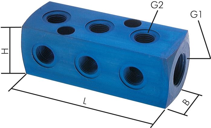 Exemplary representation: Manifold block 9-fold, aluminium